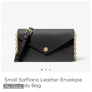 Small Saffiano Leather Envelope cross body purse-clutch-NWT!- Black